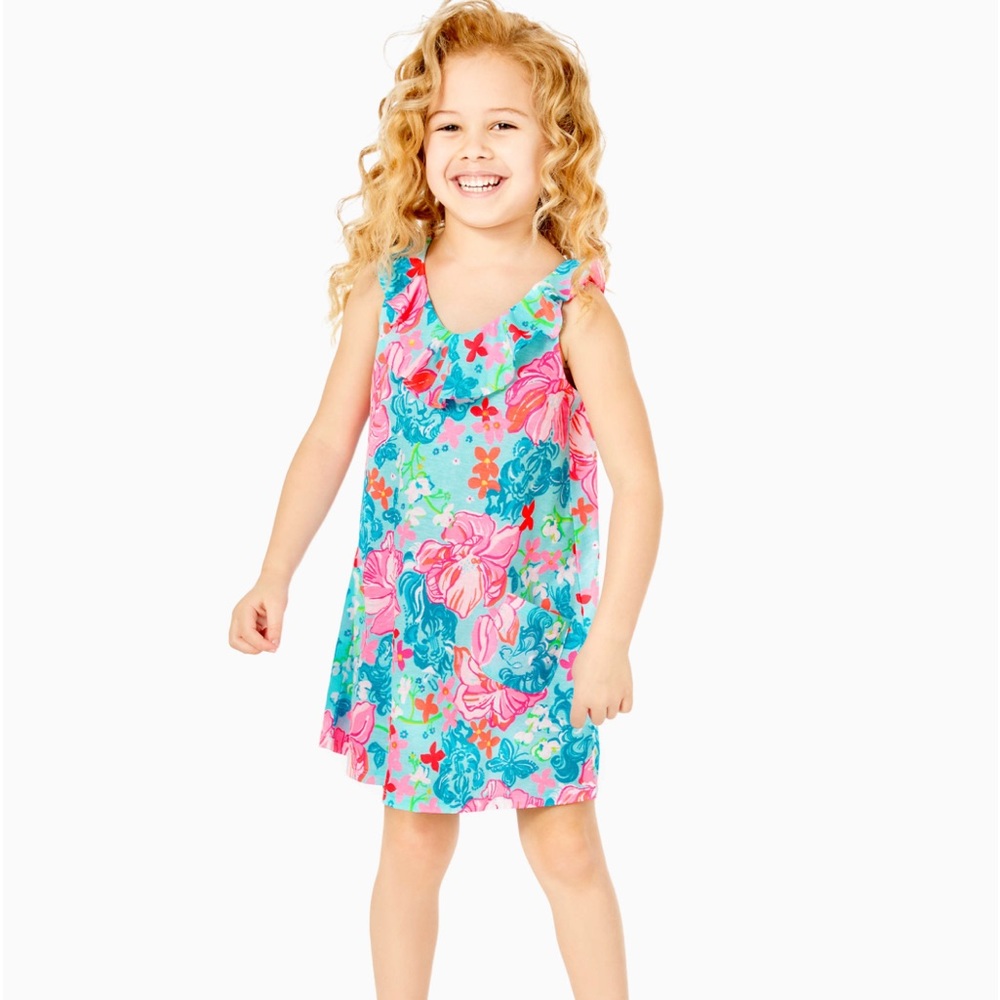 Brand New LILLY PULITZER Mini Alessa Dress Surf Blue Luscious Lions